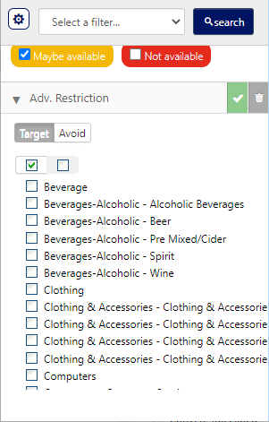 Advertiser Restrictions Filters