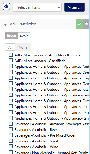Advertiser Restrictions Filters