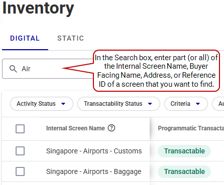 Inventory search Inventory search
