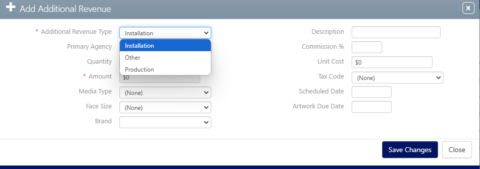 Additional Revenue Type Additional Revenue Type
