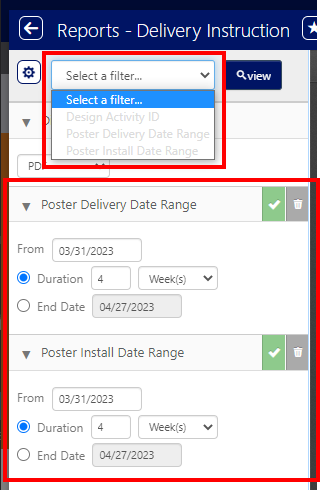 Report filters Report filters