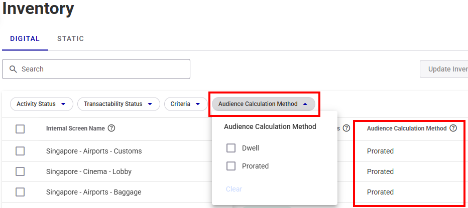 Filter inventory by calculation method Filter inventory by calculation method