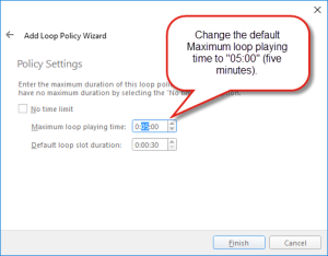 The Add Loop Policy Wizard - Policy Settings page