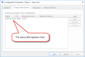 A profile in the Configuration Profiles tab