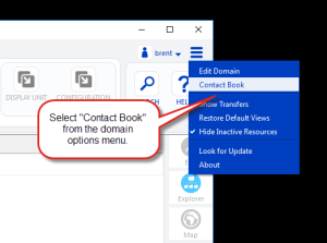 Select Contact Book from the domain options menu