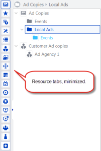 The resource tabs, minimized