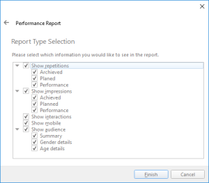 The Report Type Selection page