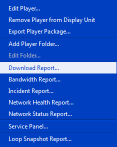 Generate a download report from the contextual menu