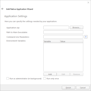 The Application Settings page of the Add Native Application wizard