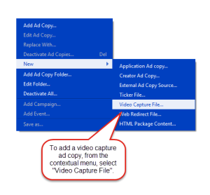 Add a video capture ad copy from the contextual menu