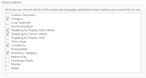 Configure campaign wizard options