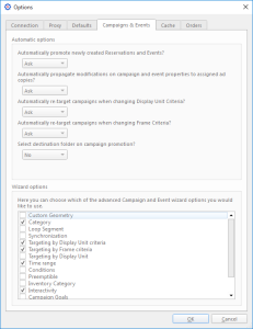 Configuring campaign and event options to include the Interactivity page