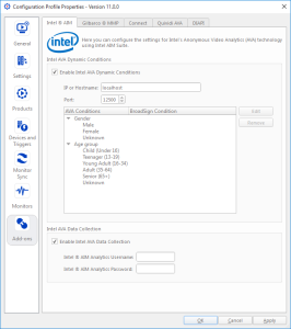 The Intel AIM tab of Configuration Profile Properties