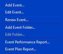 Events contextual menu