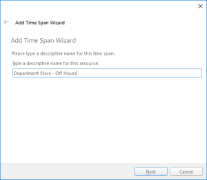 The Welcome page of the Add Time Span Wizard