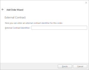 The External Contact page of the Add Order Wizard