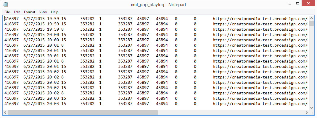 An XML POP playlog .txt file